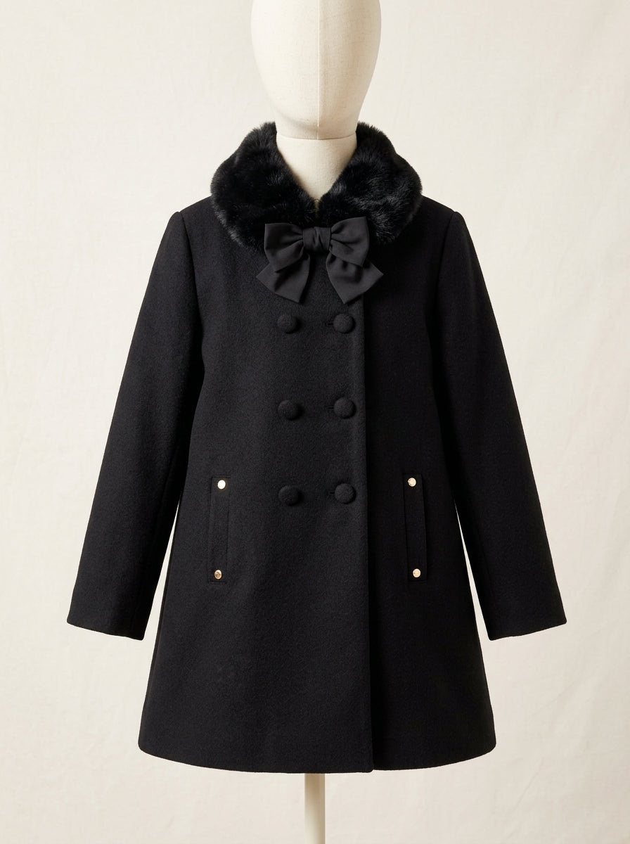 Abrigo largo negro cuello pelito extraible