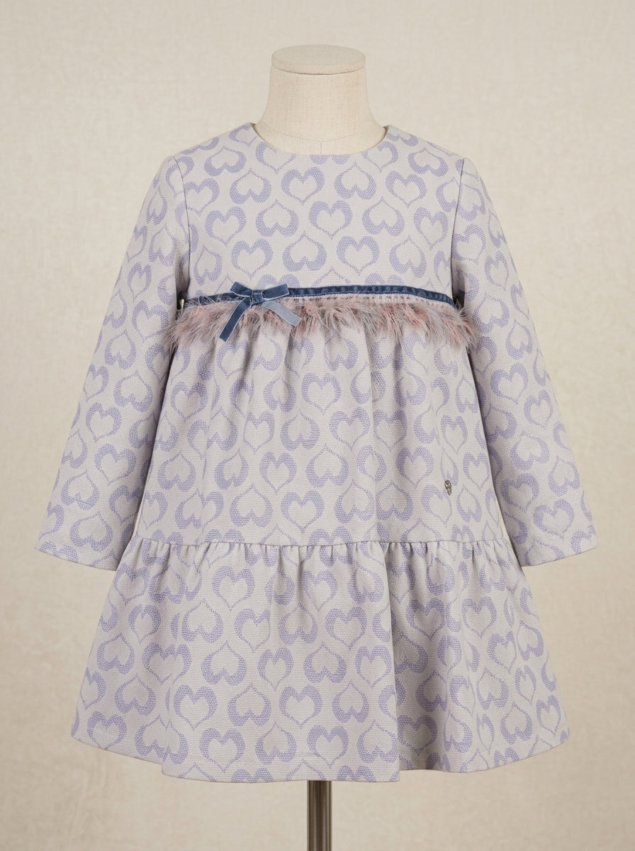 Vestido corazones azul con lazo de terciopelo