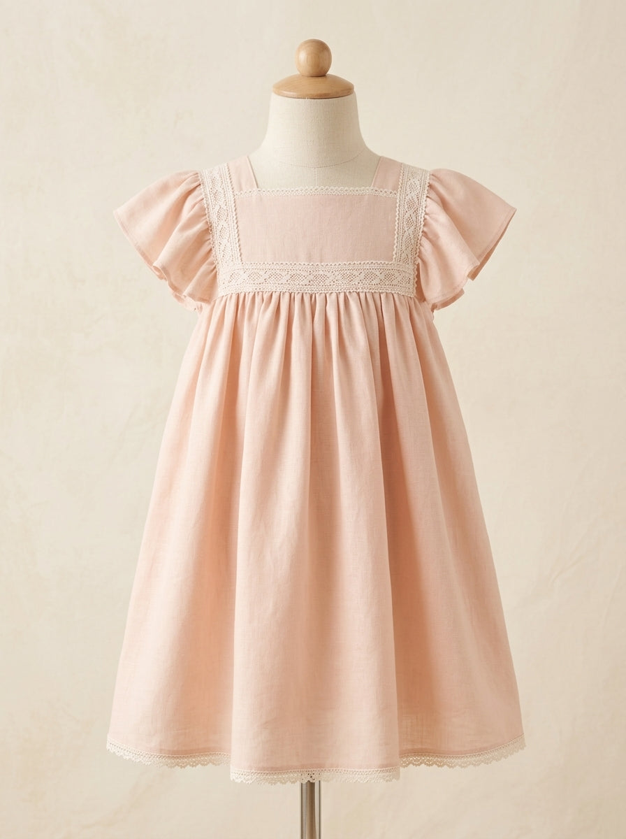 Vestido talle alto salmon