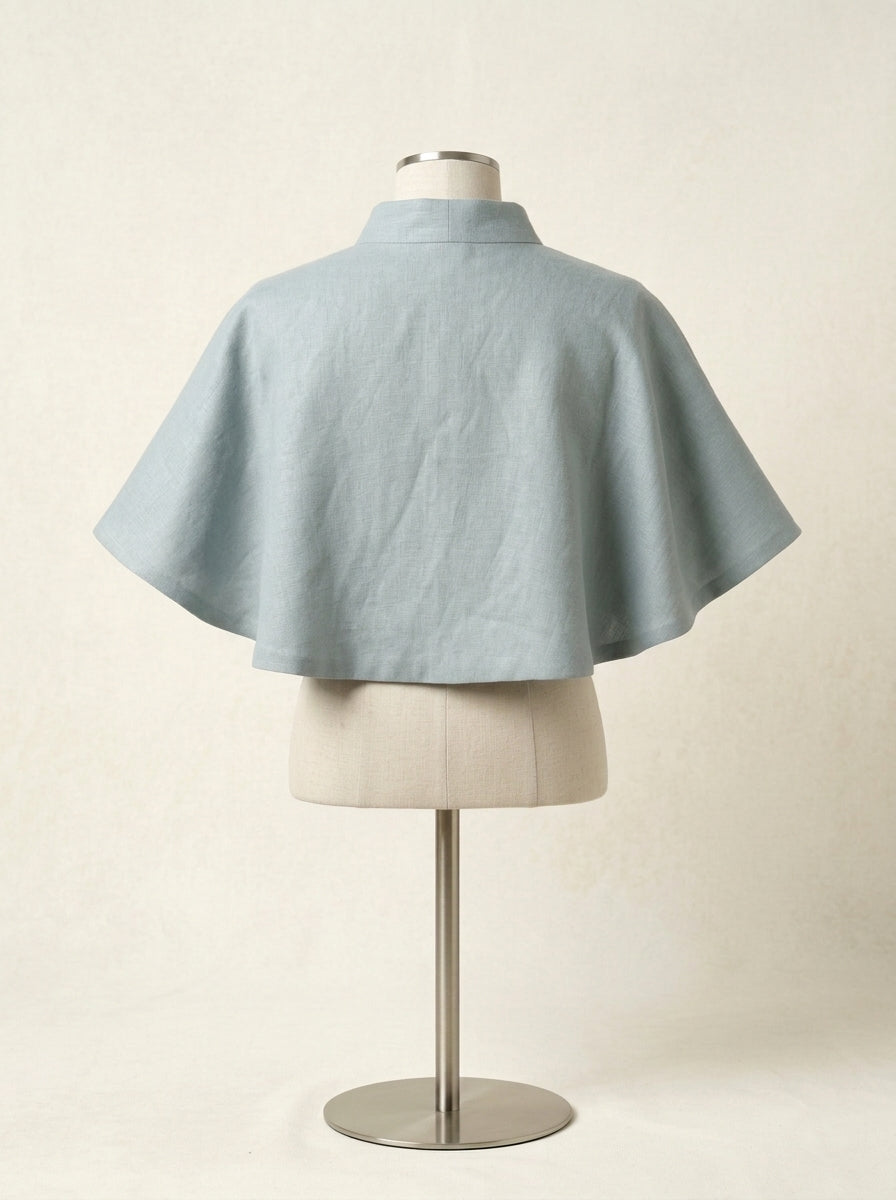 Capa lino azul empolvado