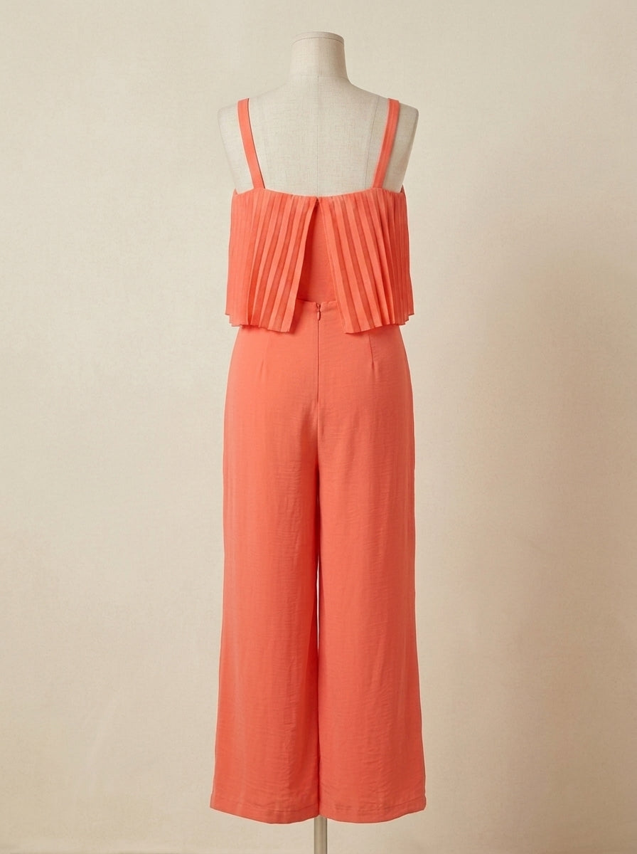 Mono coral volante plisado