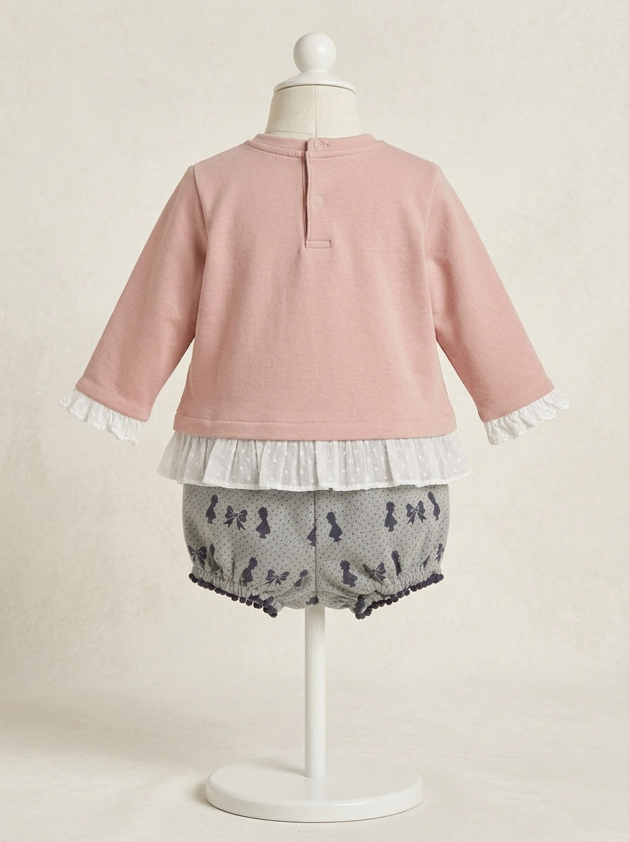 Conjunto sudadera rosa y ranita "Bonnie"