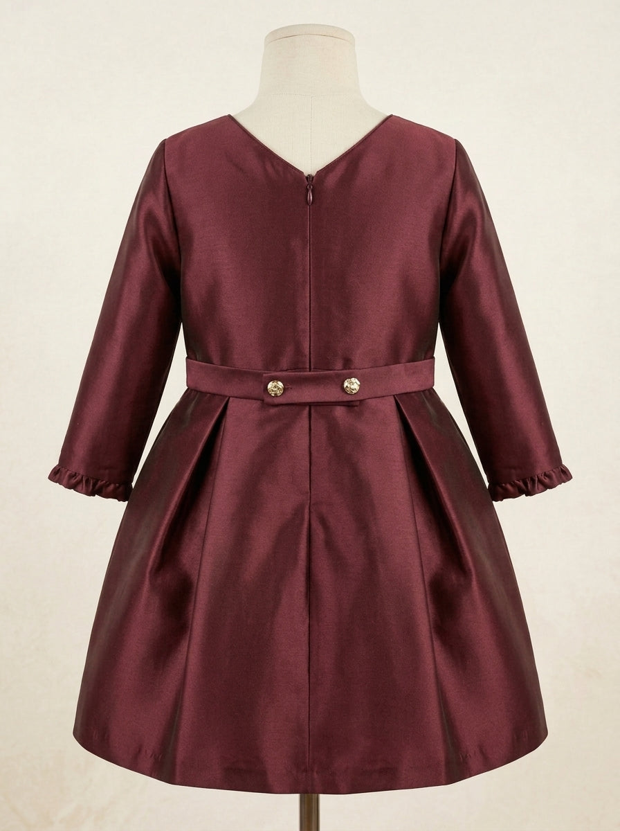 Vestido mikado granate con detalle lateral