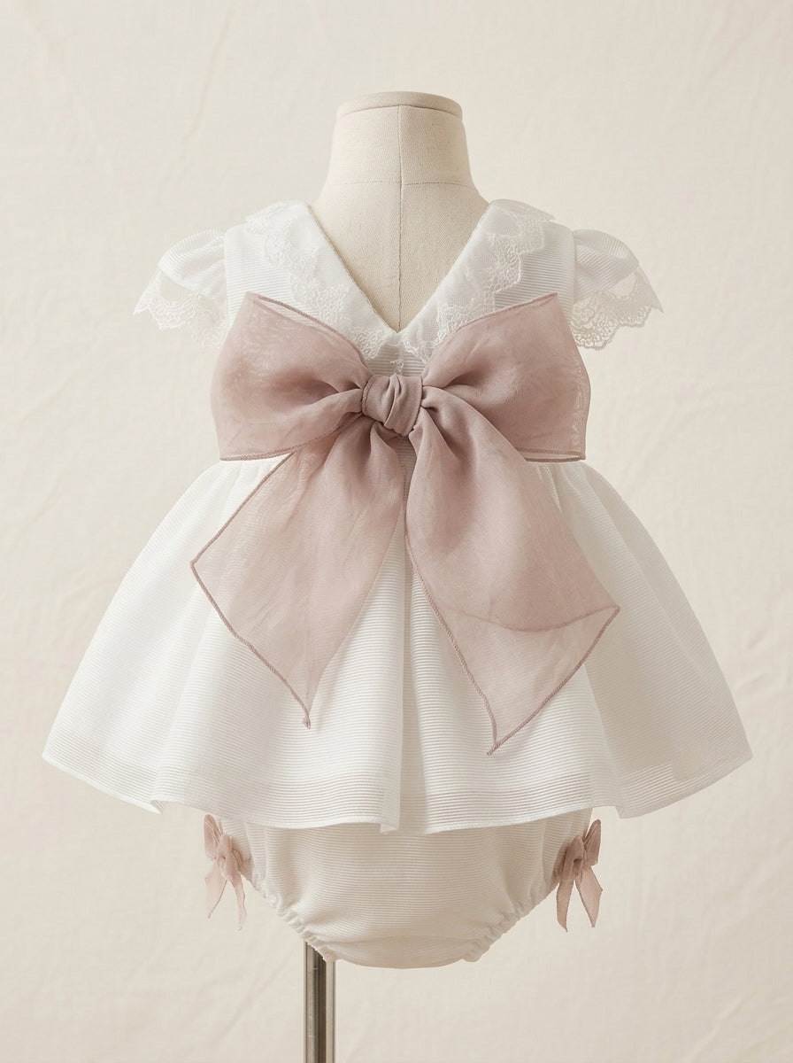 Jesusito con braguita organza rayada fajin
