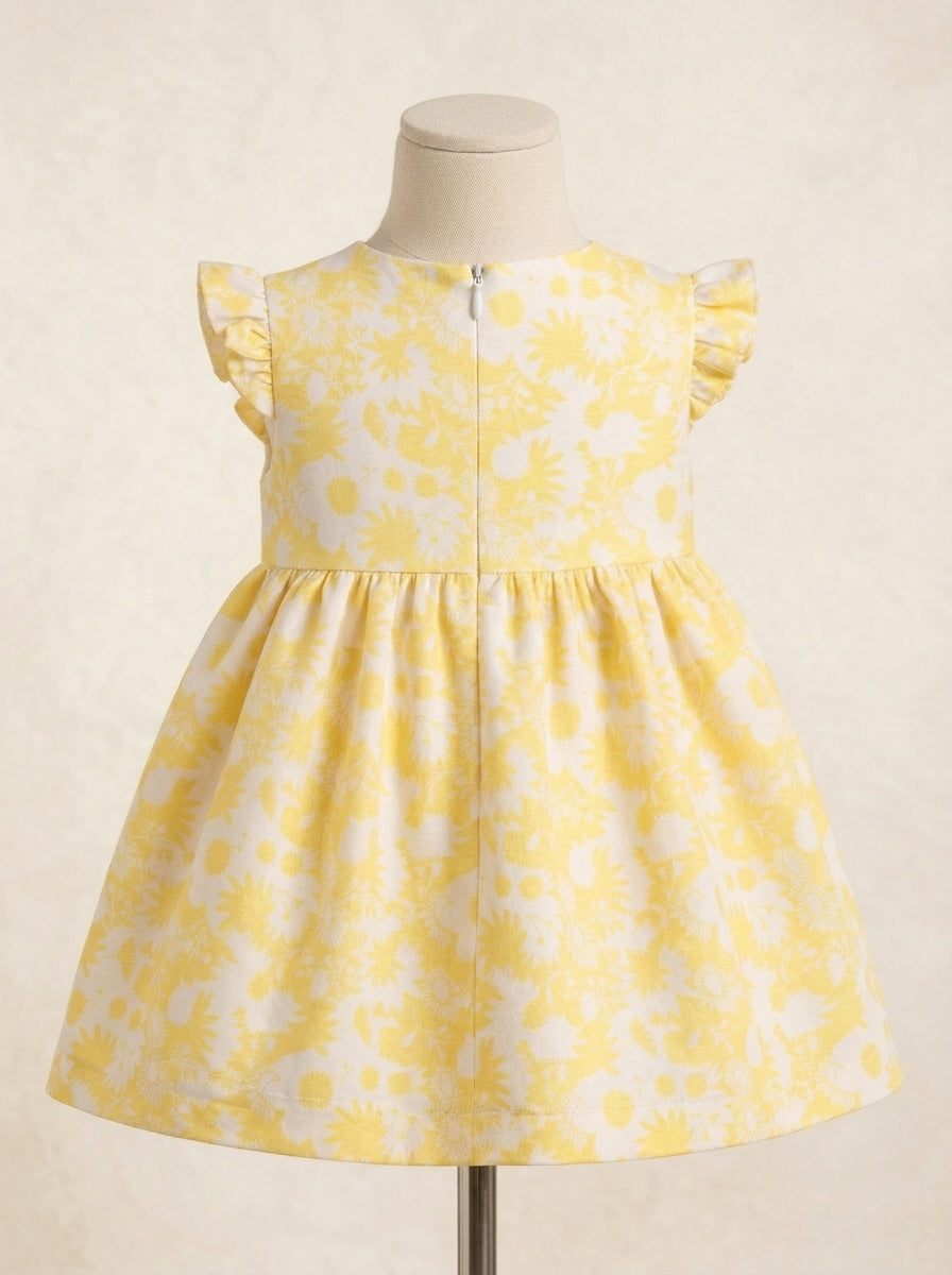 Vestido brocado flores amarillas