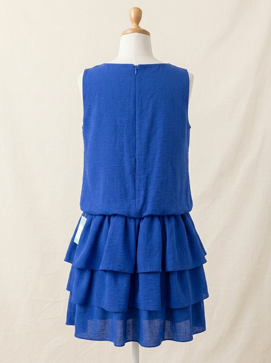 Vestido azulon con 3 volantes