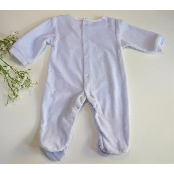 Pijama terciopelo celeste carita de oso - PARDALETS