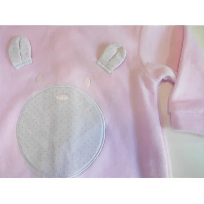 Pijama terciopelo rosa con carita de osito - PARDALETS