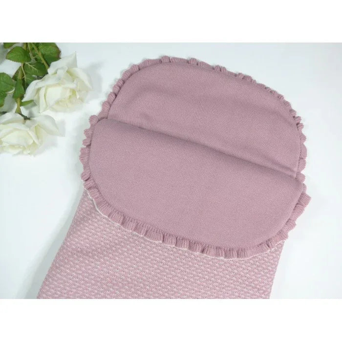 Saco lana rosa empolvado con volante - PARDALETS