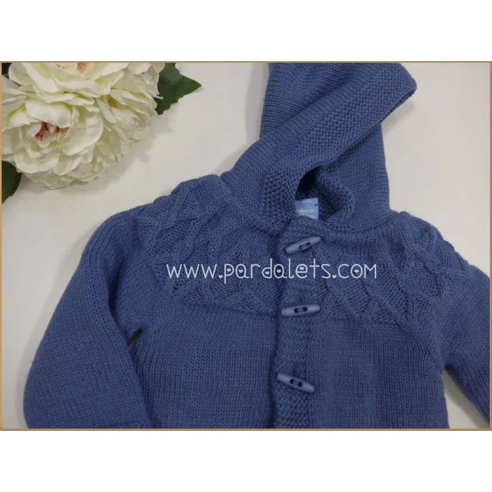 Trenka lana azul francia con capucha - PARDALETS