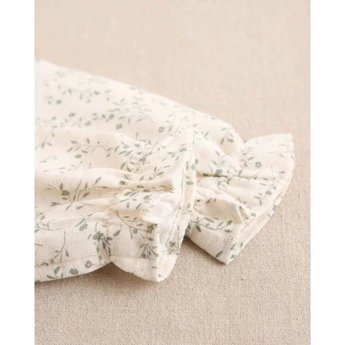 Vestido beig con flores verdes - PARDALETS