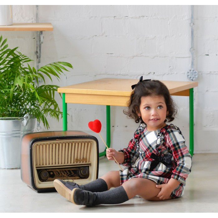 Vestido cuadros rojos, verdes y blancos