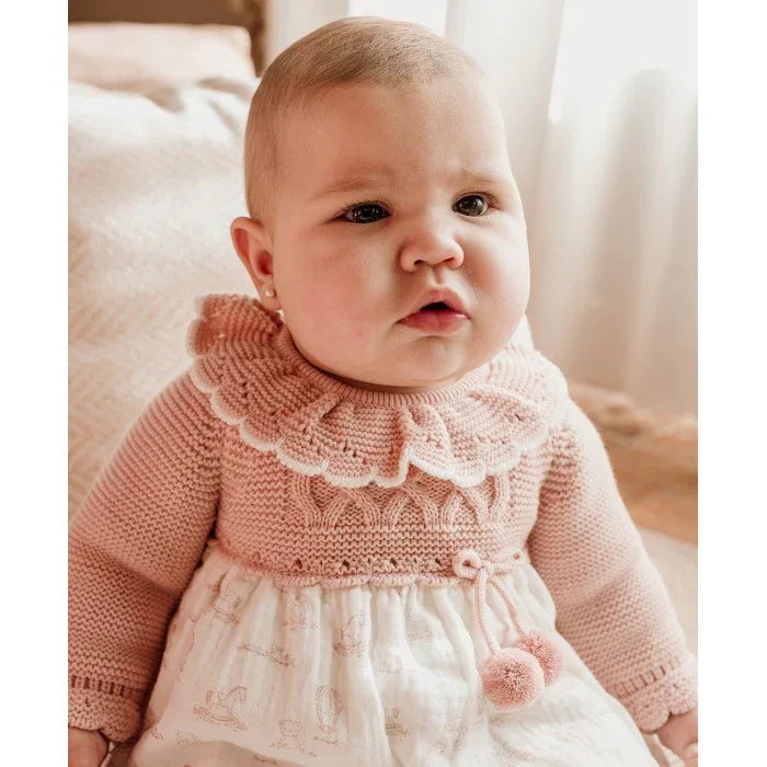 Vestido cuerpo rosa y faldita globos y caballitos - PARDALETS