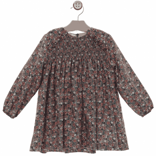 Vestido flores rosas y burdeos "Cachemira"