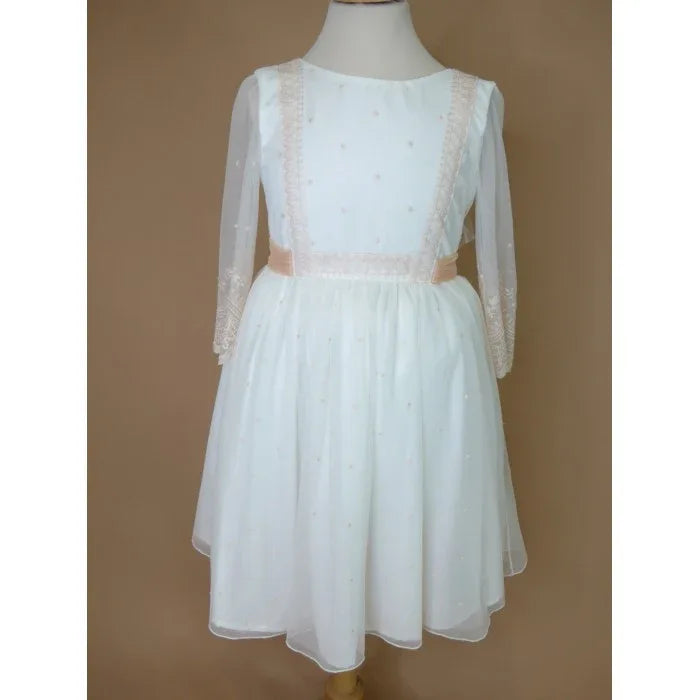 Vestido tul bordado salmón Deva - PARDALETS