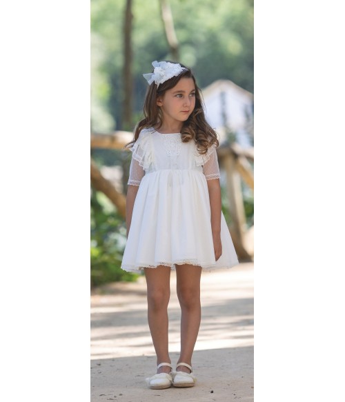 Vestido ceremonia blanco roto para niña. Tienda online
