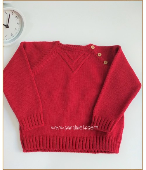 Jersey lana rojo con 3 botones