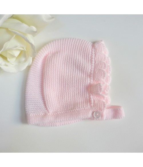 Capota lana color rosa bebe