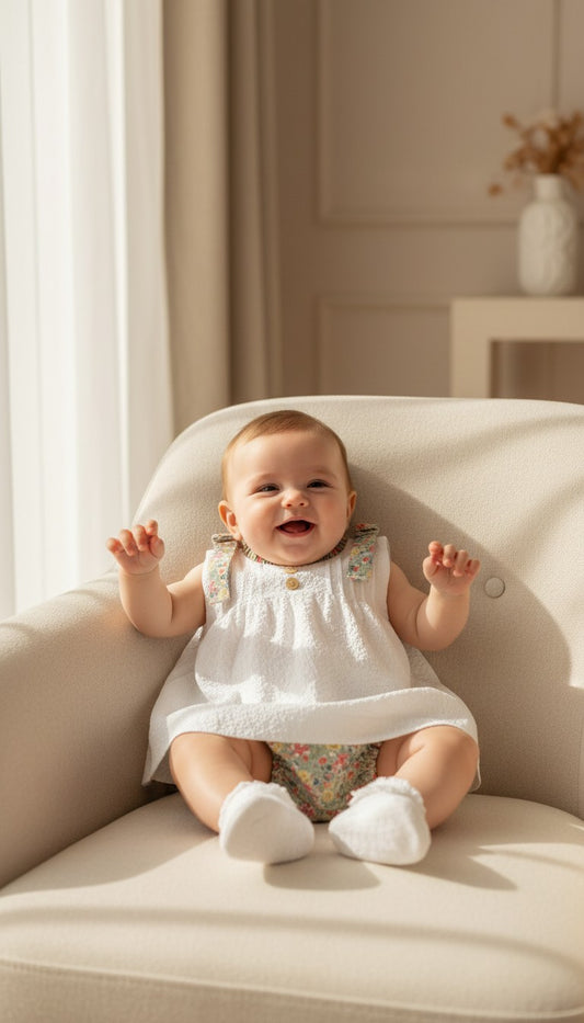 Jesusito blanco con lazos y braguita flores