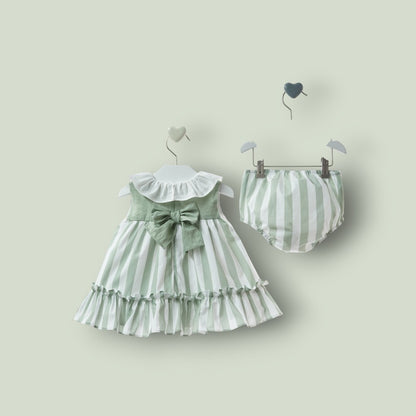 Vestido con braguita rayas verdes "Minarai"