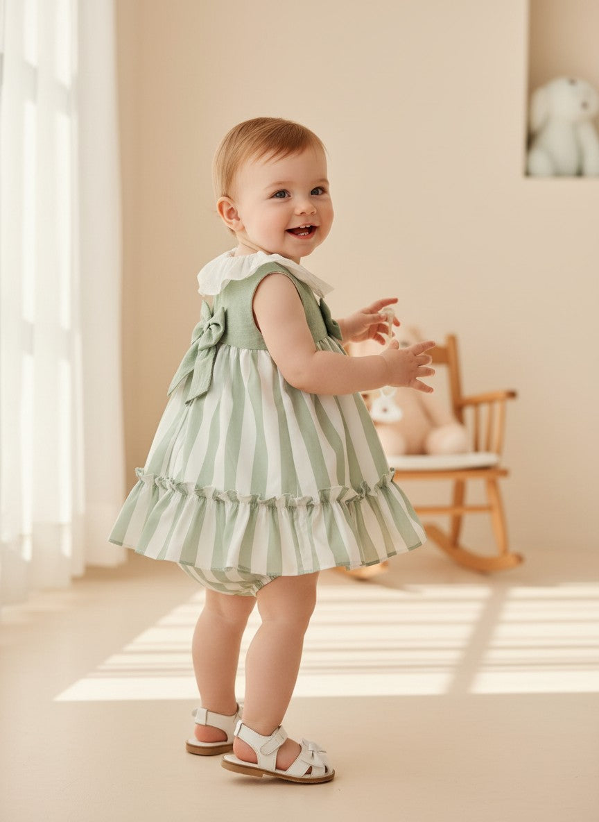 Vestido con braguita rayas verdes "Minarai"