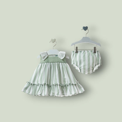 Vestido con braguita rayas verdes "Minarai"