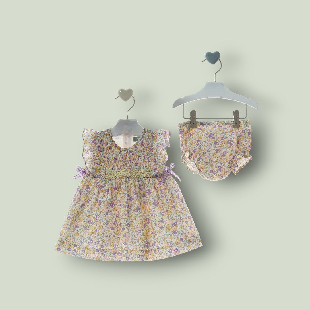 Vestido con braguita florecitas lilas "Samurai"