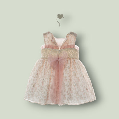 Vestido organza florecitas rosas "Geisha"