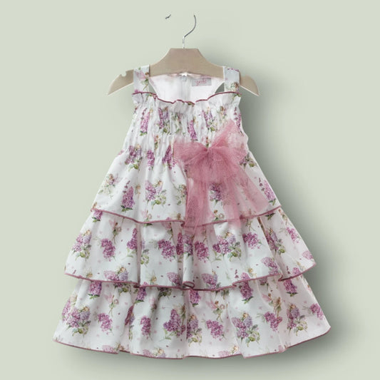 Vestido haditas y flores malvas "Artesania"