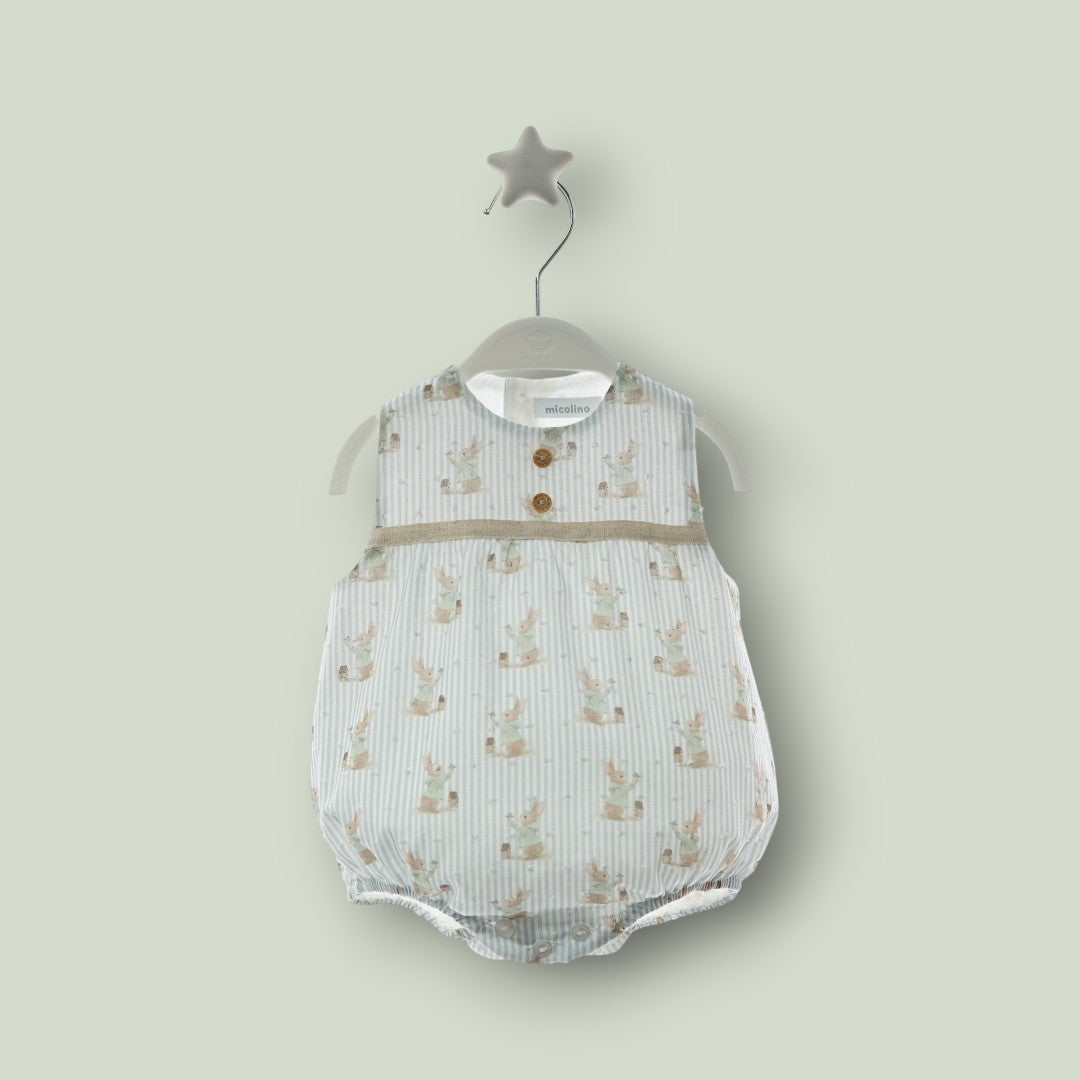 Pelele plumeti estampado conejitos y rayitas