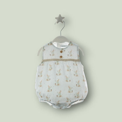 Pelele plumeti estampado conejitos y rayitas