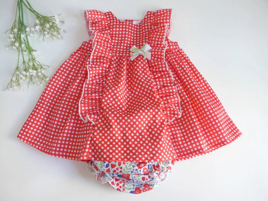 Jesusito vichy rojo braguita estampada - PARDALETS