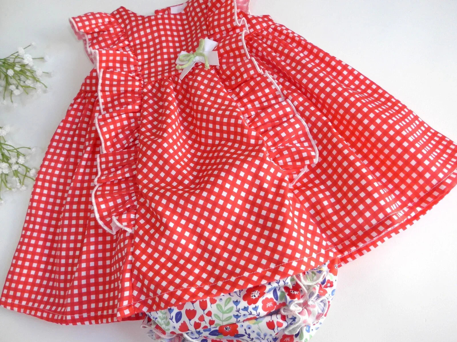 Jesusito vichy rojo braguita estampada - PARDALETS