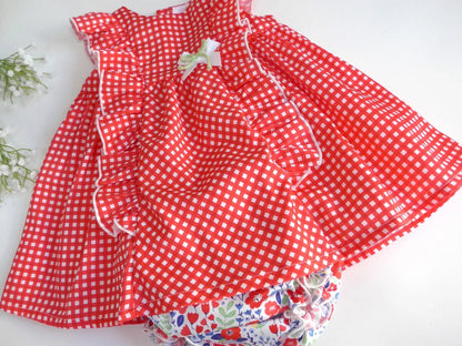 Jesusito vichy rojo braguita estampada - PARDALETS