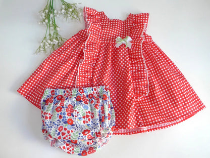 Jesusito vichy rojo braguita estampada - PARDALETS