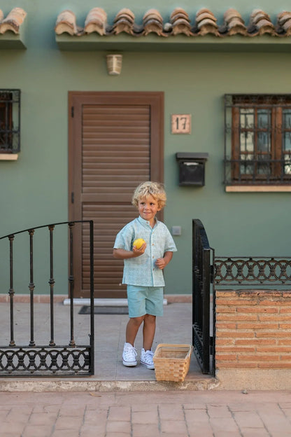 Conjunto camisa vichy verde y short - PARDALETS