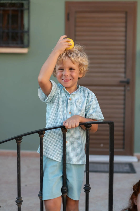 Conjunto camisa vichy verde y short - PARDALETS