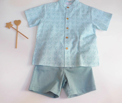 Conjunto camisa vichy verde y short - PARDALETS
