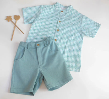 Conjunto camisa vichy verde y short - PARDALETS
