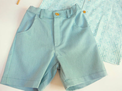 Conjunto camisa vichy verde y short - PARDALETS