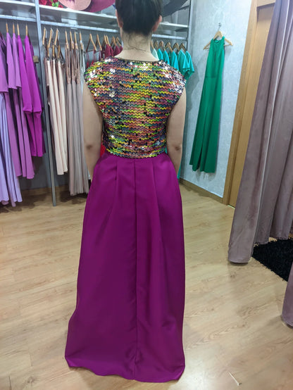 Conjunto top lentejuelas y falda saten - PARDALETS