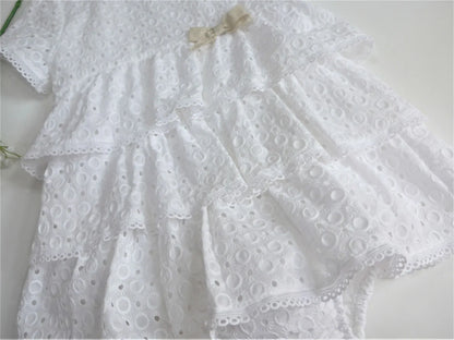 Vestido blanco troquelado con braguita - PARDALETS