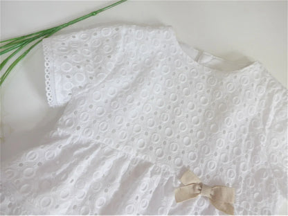 Vestido blanco troquelado con braguita - PARDALETS