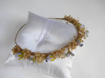 Corona de flores azules y malva con paniculata beig - PARDALETS