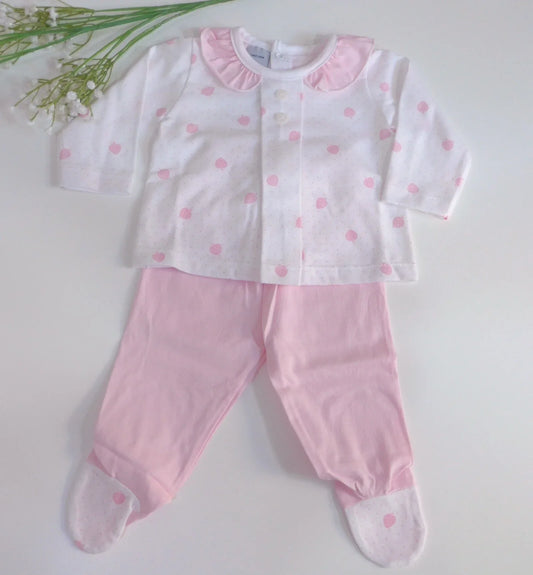 Jubon y polaina blanco y rosa con fresitas - PARDALETS