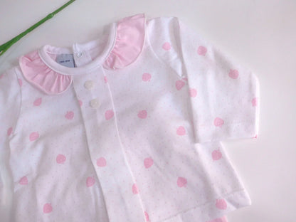 Jubon y polaina blanco y rosa con fresitas - PARDALETS