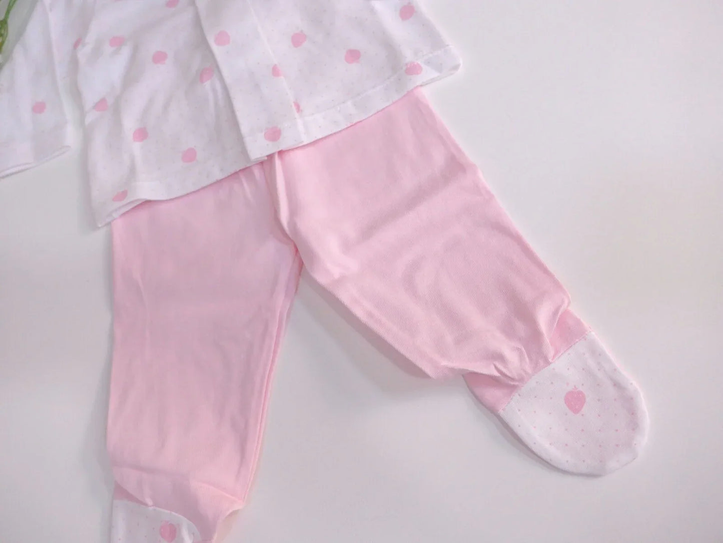 Jubon y polaina blanco y rosa con fresitas - PARDALETS