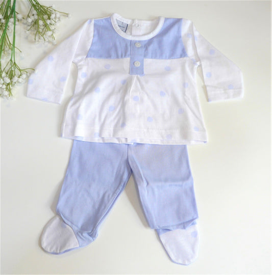 Jubon azul y blanco estampado fresas azules