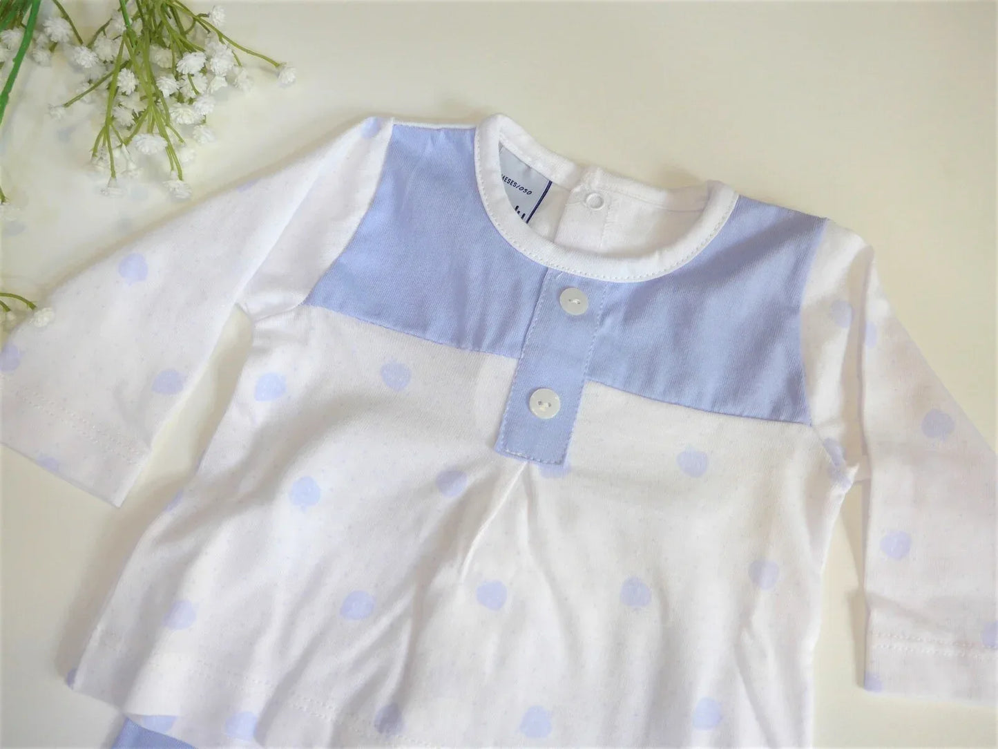 Jubon azul y blanco estampado fresas azules - PARDALETS