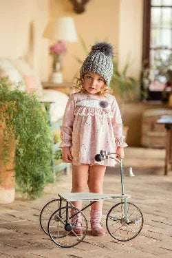 Vestido rosa empolvado estampado gatitos "Paolo" - PARDALETS